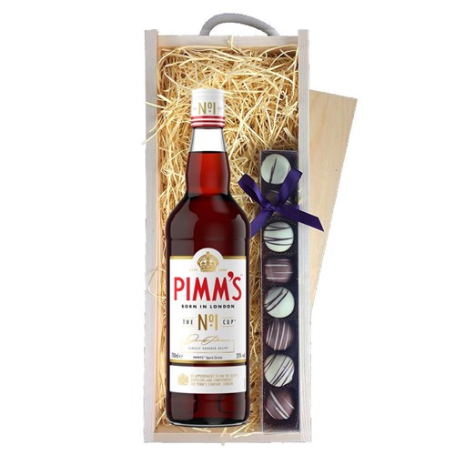 Pimms No1 & Heart Truffles, Wooden Box
